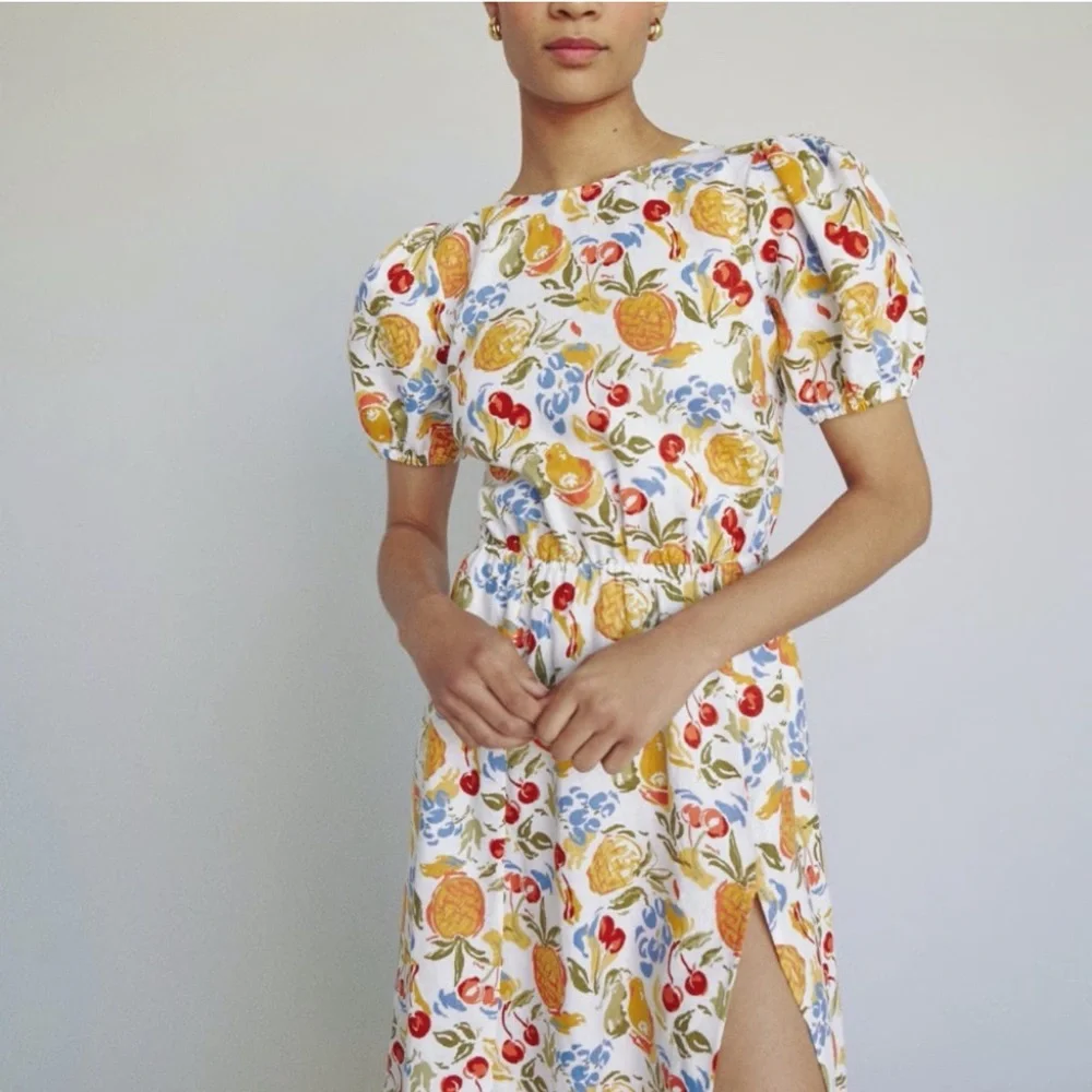 Reformation Anneliese Linen Dress in Fruit Cocktail - Picture 3 of 13